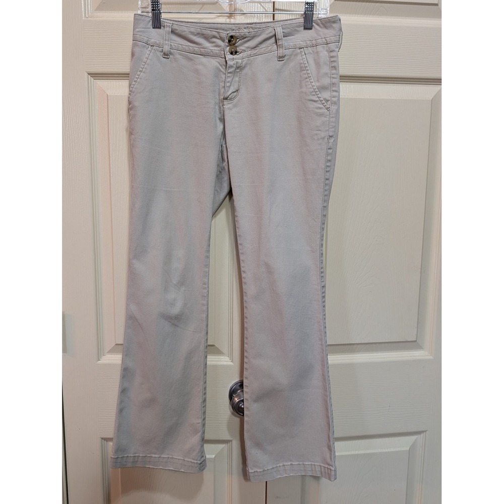 Arizona Jean Co Khaki Chino Pants Womens 5 Short Tan Bootcut Low Rise Stretch